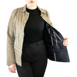 Giacca Reversibile Modello Andromeda Da Donna Fatta A Mano In Pelle Di Renna E Agnello Grigia E Nera