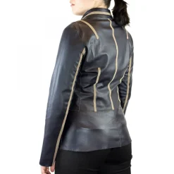 Giacca Reversibile Modello Andromeda Da Donna Fatta A Mano In Pelle Di Renna E Agnello Grigia E Nera