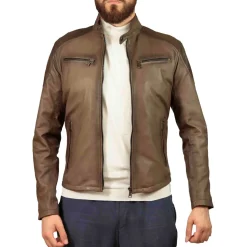 Giacca Sport In Pelle Marrone Conciata Al Vegetale