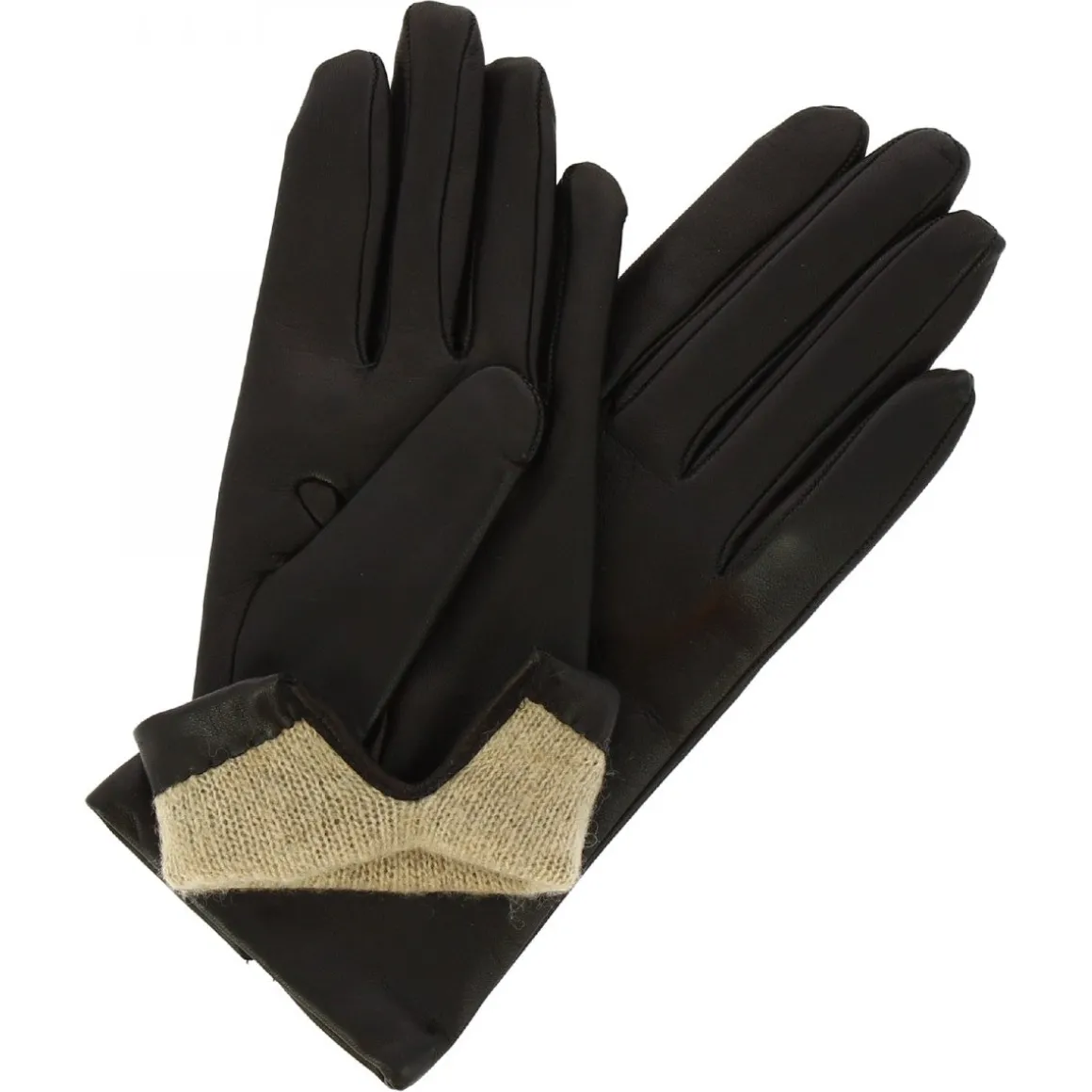 Guanti Classici Da Donna Fatti A Mano In Nappa Nera Foderati In Cashmere