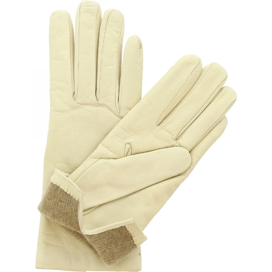 Guanti Classici Da Donna Fatti A Mano In Nappa Panna Foderati In Cashmere