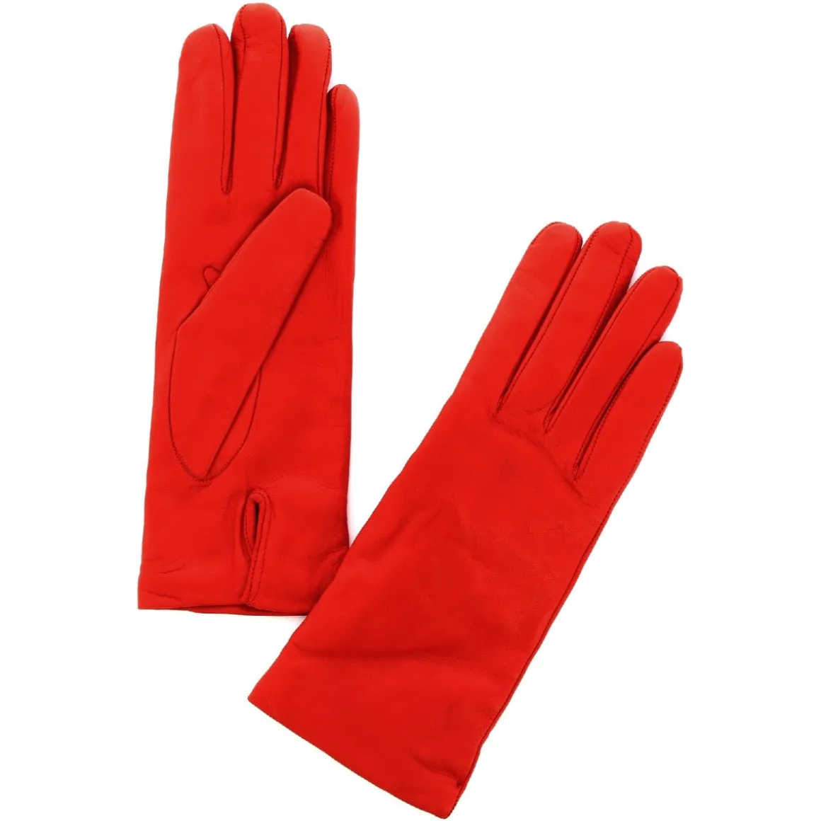 Guanti Classici Da Donna Fatti A Mano In Nappa Rossa Foderati In Cashmere
