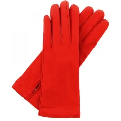 Guanti Classici Da Donna Fatti A Mano In Nappa Rossa Foderati In Cashmere