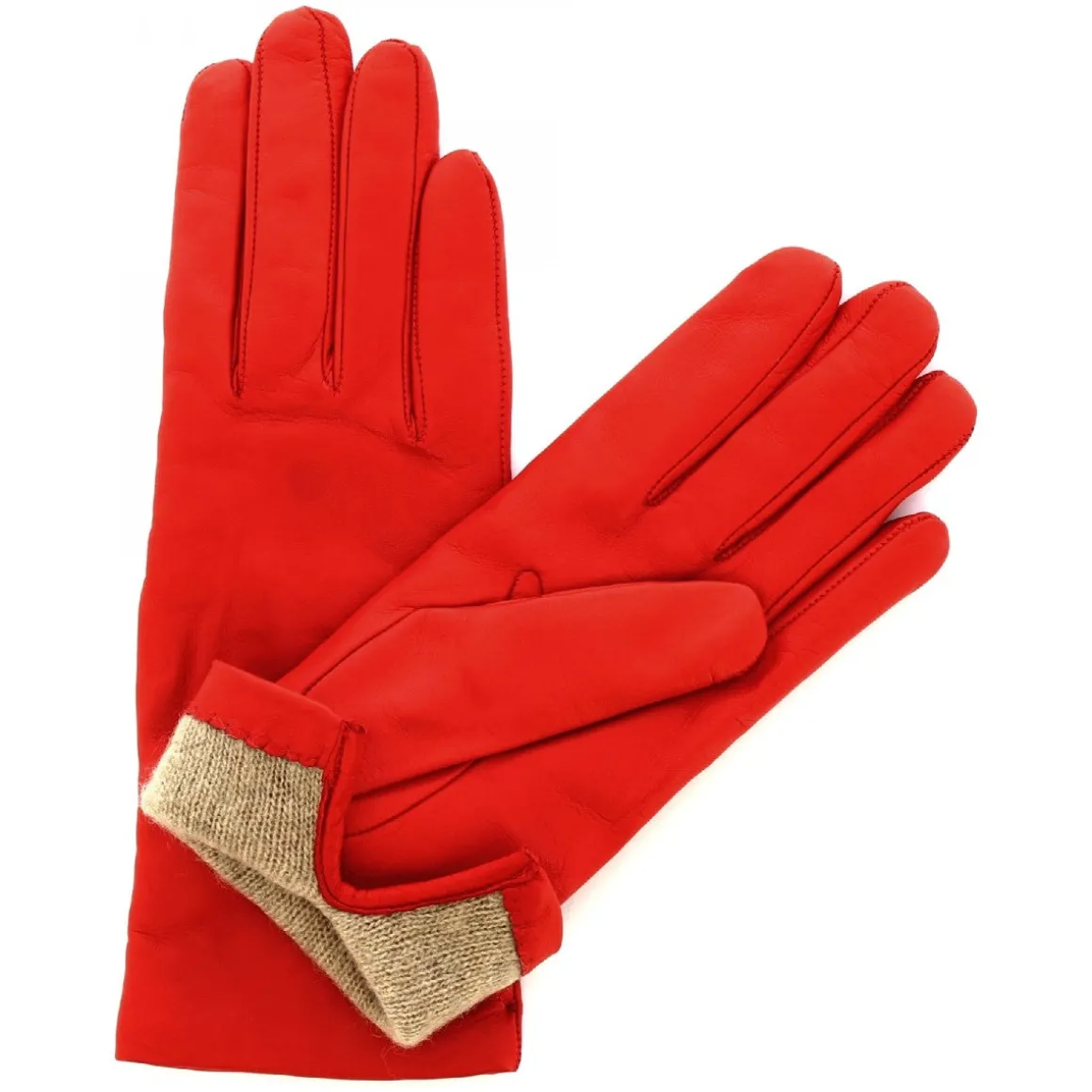 Guanti Classici Da Donna Fatti A Mano In Nappa Rossa Foderati In Cashmere