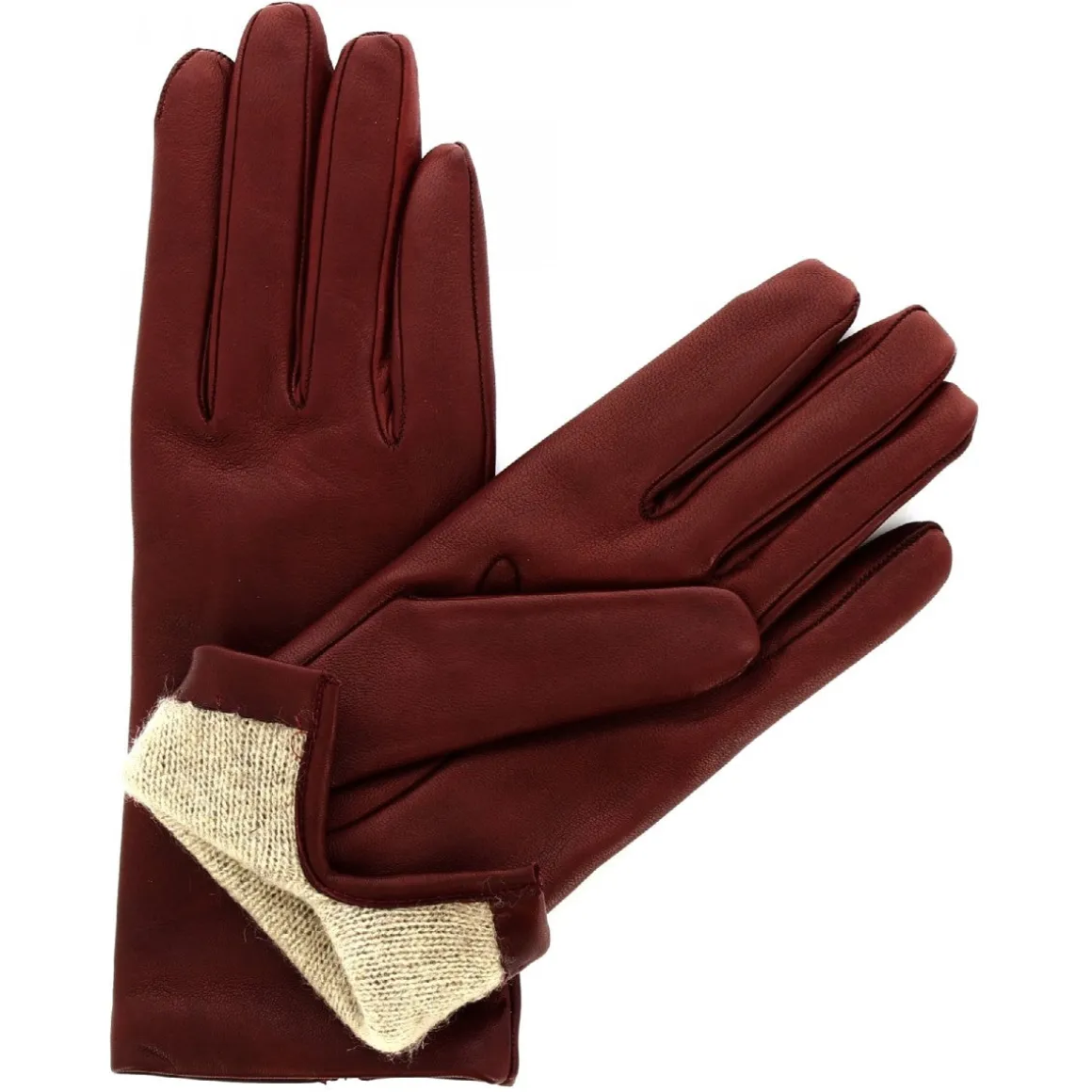Guanti Da Donna Classici Fatti A Mano In Nappa Bordeaux Foderati In Cashmere