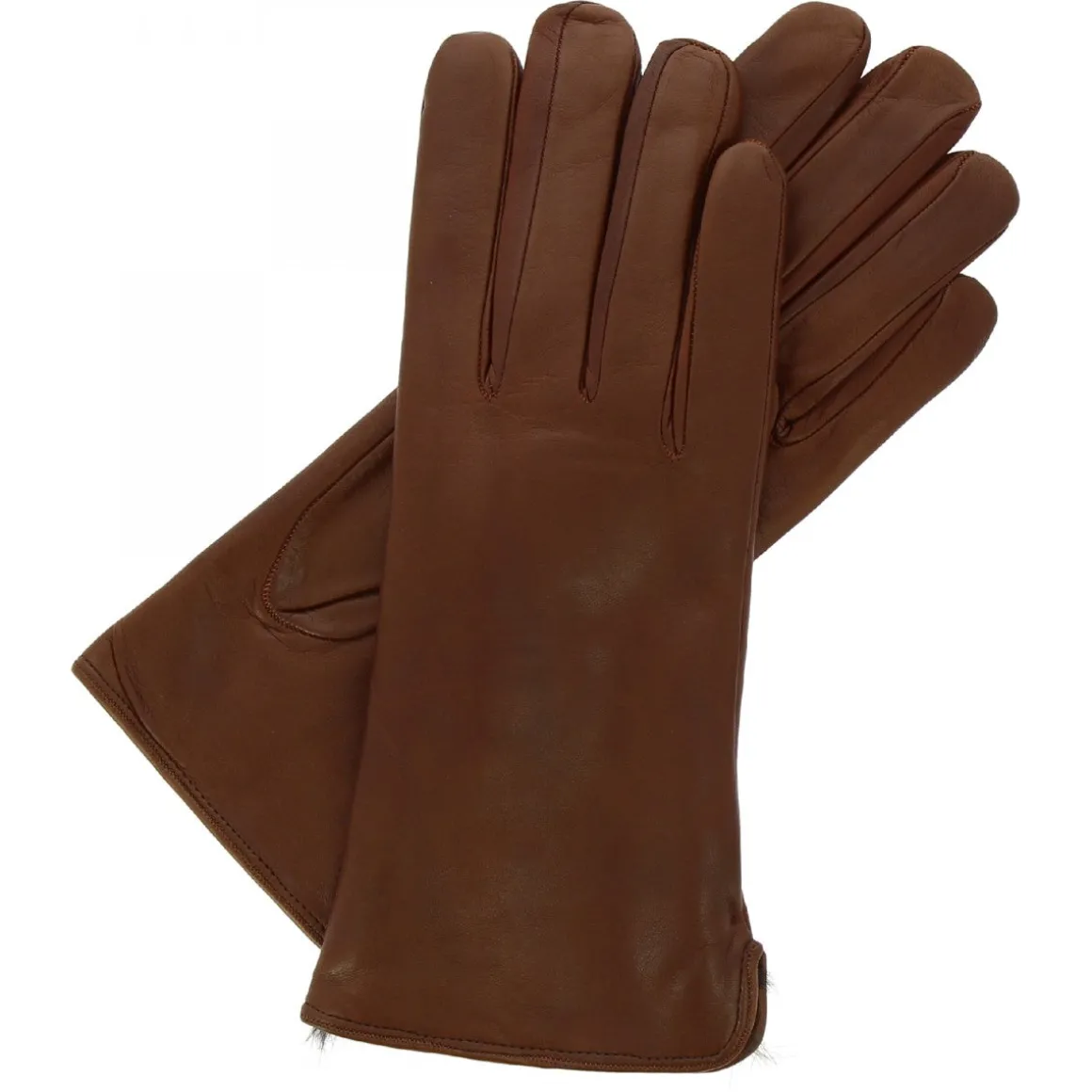 Guanti Da Donna Fatti A Mano In Nappa Marrone Con Pelliccia