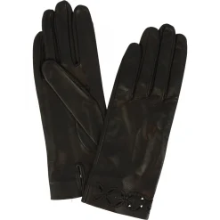 Guanti Quadrigoflio Da Donna Fatti A Mano In Nappa Nera Con Decorazione