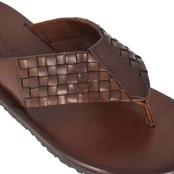 Infradito Da Uomo In Pelle Intrecciata Colore Marrone Fatto A Mano