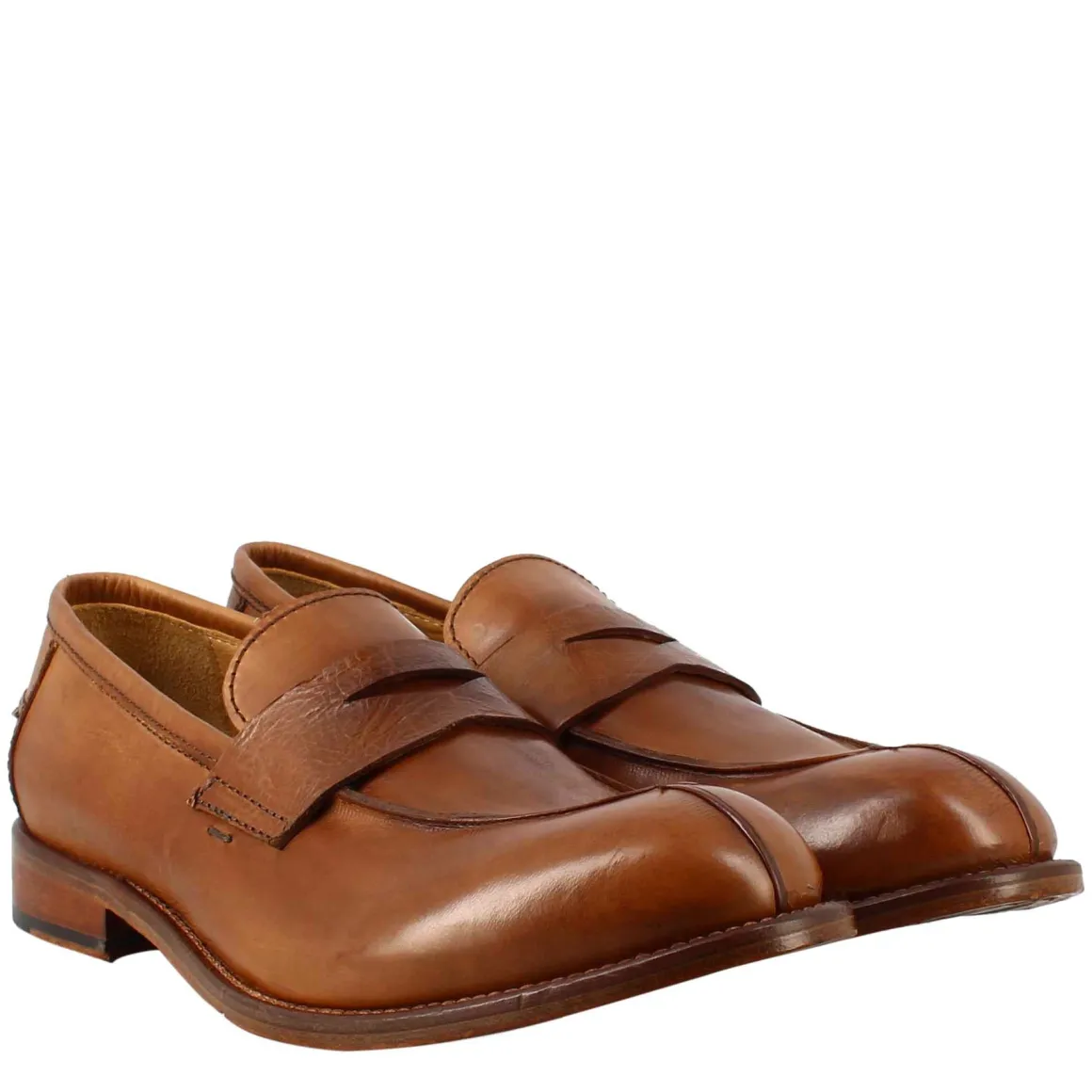 Mocassino Beige Vintage Elegante Da Uomo In Pelle Liscia
