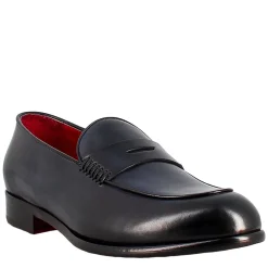 Mocassino Blu Elegante Da Uomo In Pelle Fiore