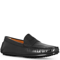 Mocassino Casual Da Uomo In Pelle Colore Nero Con Suola Con Gommini