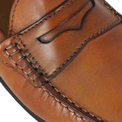 Mocassino Casual Da Uomo In Pelle Colore Marrone Con Suola Con Gommini
