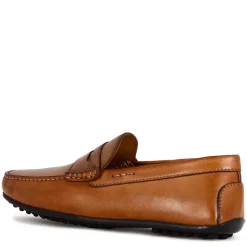 Mocassino Casual Da Uomo In Pelle Colore Marrone Con Suola Con Gommini