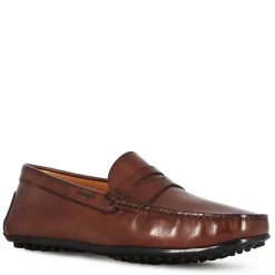 Mocassino Casual Da Uomo In Pelle Colore Marrone Scuro Con Suola Con Gommini