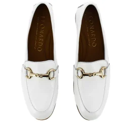 Mocassino Classico Da Donna Con Morsetto In Pelle Colore Bianco
