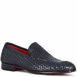 Mocassino Classico Da Uomo In Pelle Intrecciata Colore Blu