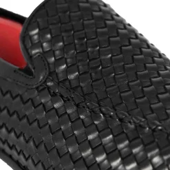 Mocassino Classico Da Uomo In Pelle Intrecciata Colore Nero