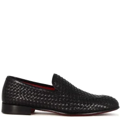 Mocassino Classico Da Uomo In Pelle Intrecciata Colore Nero