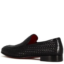 Mocassino Classico Da Uomo In Pelle Intrecciata Colore Nero