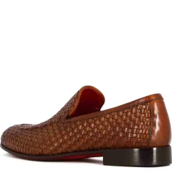 Mocassino Classico Da Uomo In Pelle Intrecciata Colore Marrone Chiaro
