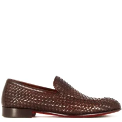 Mocassino Classico Da Uomo In Pelle Intrecciata Colore Marrone Scuro