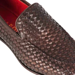 Mocassino Classico Da Uomo In Pelle Intrecciata Colore Marrone Scuro