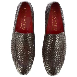 Mocassino Classico Da Uomo In Pelle Intrecciata Colore Marrone Scuro