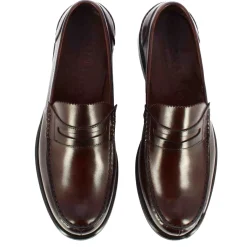 Mocassino College Con Bocca Di Leone Da Uomo In Pelle Colore Marrone Scuro