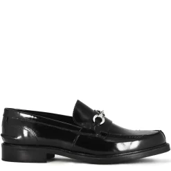 Mocassino Con Morsetto Da Uomo In Pelle Lucida Colore Nero