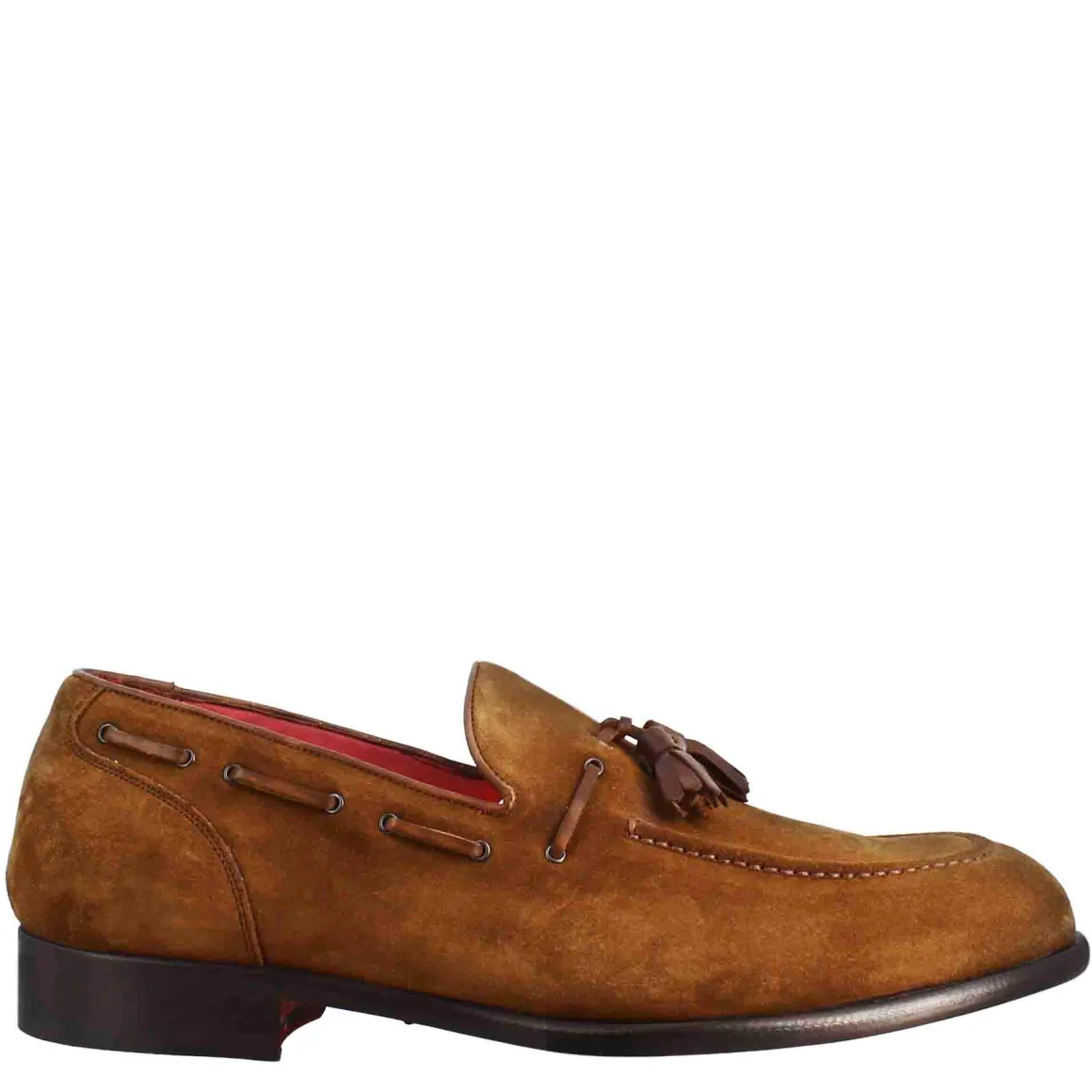Mocassino Con Nappine Da Uomo In Pelle Scamosciata Colore Marrone Chiaro