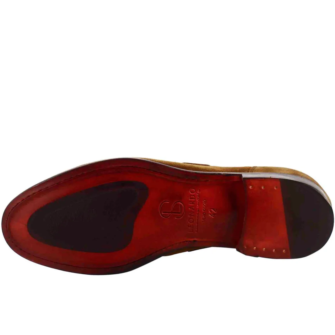 Mocassino Con Nappine Da Uomo In Pelle Scamosciata Colore Marrone Chiaro