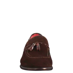 Mocassino Con Nappine Da Uomo In Pelle Scamosciata Colore Marrone Scuro