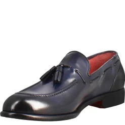Mocassino Con Nappine Da Uomo In Pelle Colore Blu Scuro