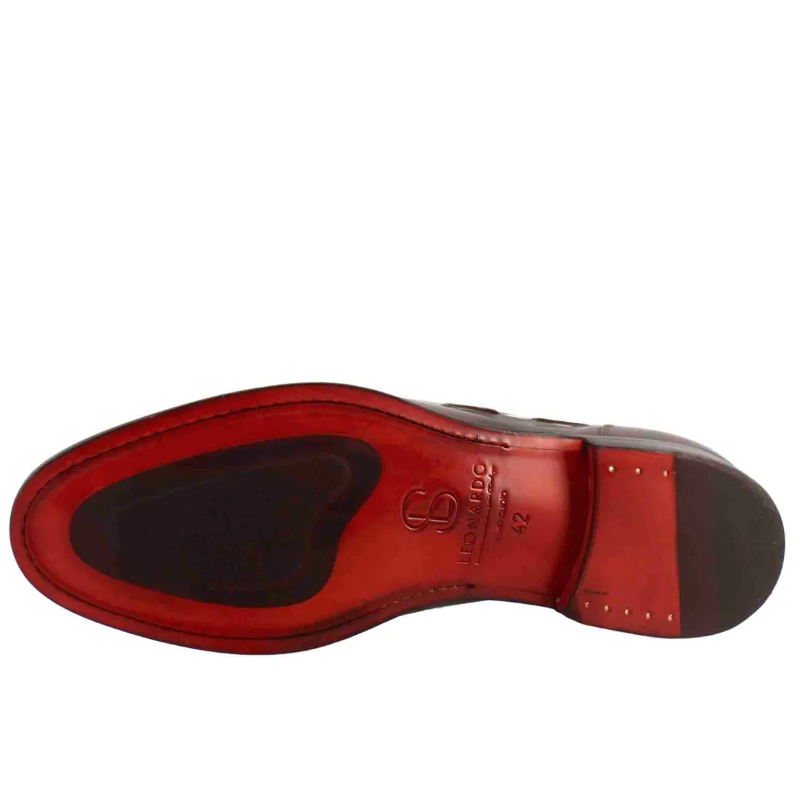 Mocassino Con Nappine Da Uomo In Pelle Colore Marrone Chiaro