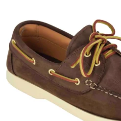 Mocassino Da Barca Da Uomo In Camoscio Colore Marrone Scuro