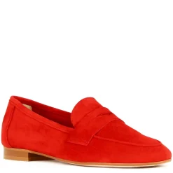 Mocassino Da Donna Classico In Pelle Scamosciata Colore Rosso
