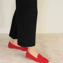 Mocassino Da Donna Classico In Pelle Scamosciata Colore Rosso