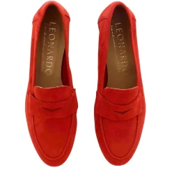 Mocassino Da Donna Classico In Pelle Scamosciata Colore Rosso