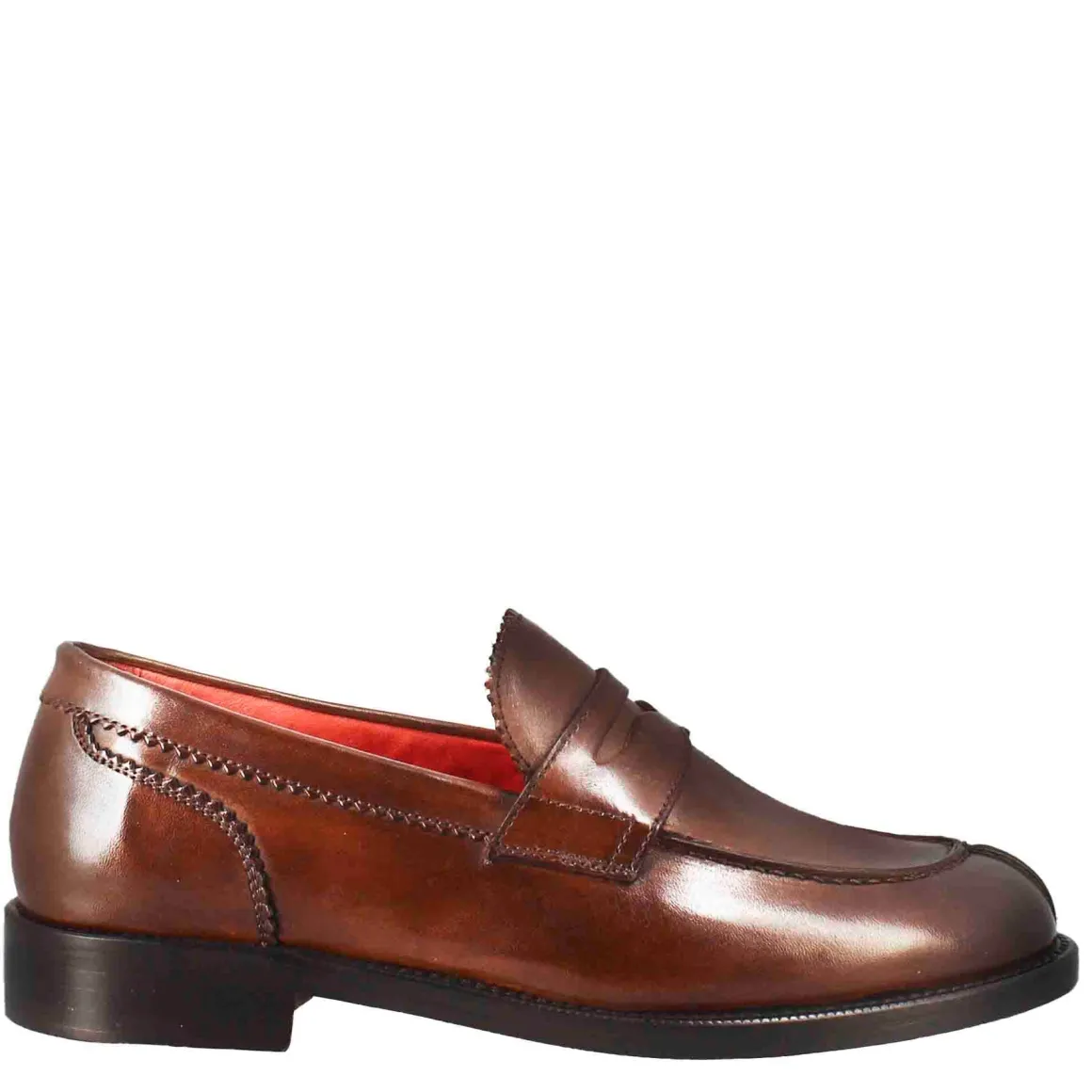 Mocassino Da Donna Con Bocca Di Leone In Pelle Marrone