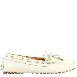 Mocassino Da Donna Con Lacci In Pelle Bianco