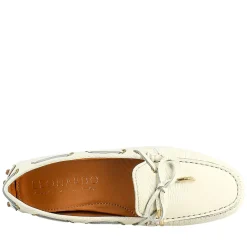 Mocassino Da Donna Con Lacci In Pelle Bianco