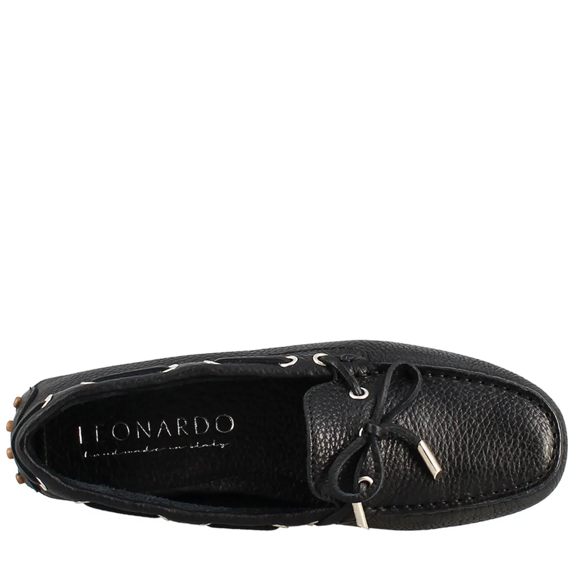 Mocassino Da Donna Con Lacci In Pelle Nero