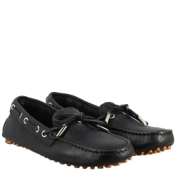 Mocassino Da Donna Con Lacci In Pelle Nero