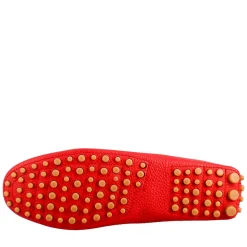 Mocassino Da Donna Con Lacci In Pelle Rosso