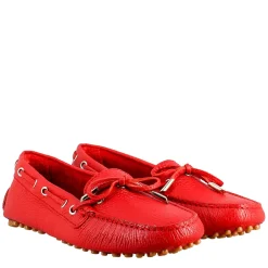 Mocassino Da Donna Con Lacci In Pelle Rosso
