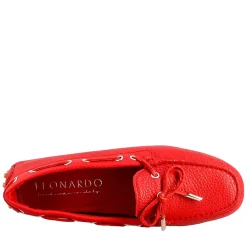 Mocassino Da Donna Con Lacci In Pelle Rosso