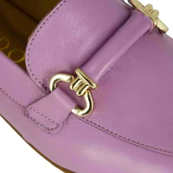 Mocassino Da Donna Con Morsetto E Fibbia In Pelle Colore Viola
