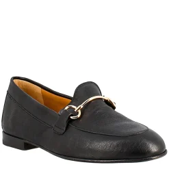 Mocassino Da Donna In Pelle Colore Nero Con Morsetto Oro