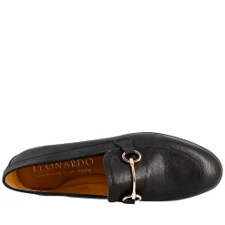 Mocassino Da Donna In Pelle Colore Nero Con Morsetto Oro