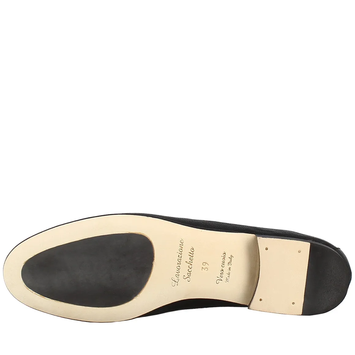 Mocassino Da Donna In Pelle Colore Nero Con Morsetto Oro